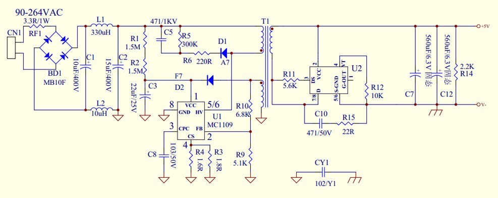 5V2.4A 电源方案，MIX-DESIGN 美思迪赛 MC1109 MD4200 安规机种资料